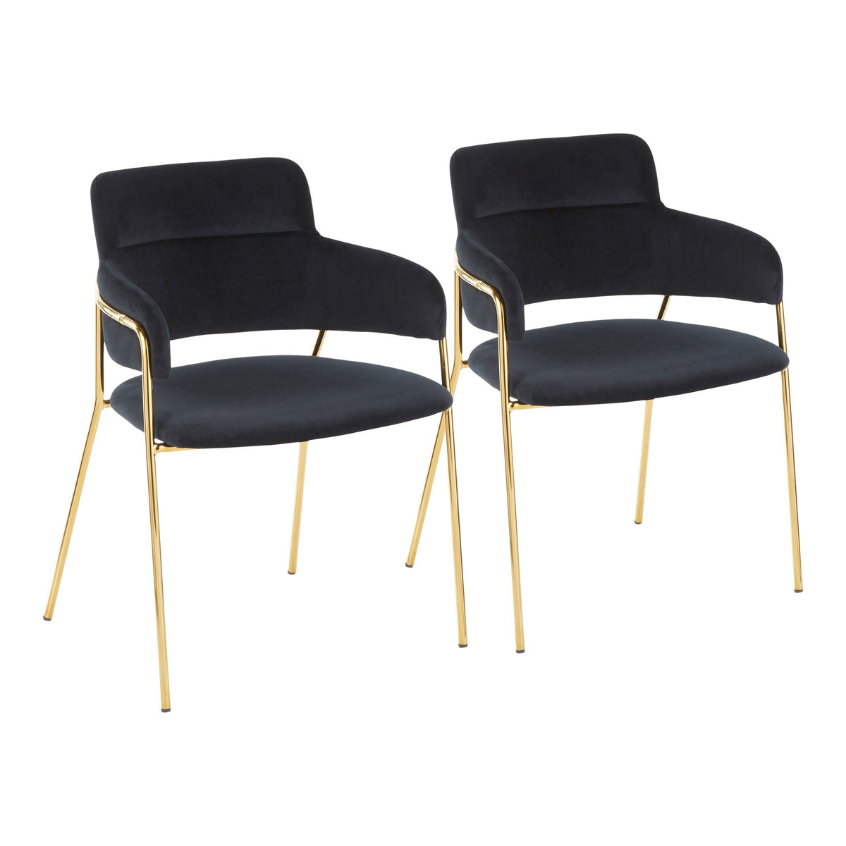 Contemporary Chair Set with Padded Seat black upholstery, gold legs 3-pack HouseOfZazla on Tampa Home & Garden Store