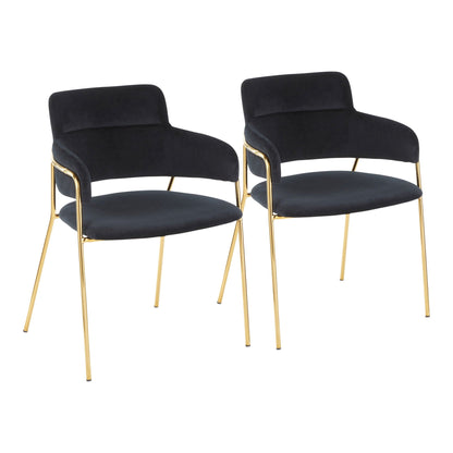 Contemporary Chair Set with Padded Seat black upholstery, gold legs 3-pack HouseOfZazla on Tampa Home & Garden Store