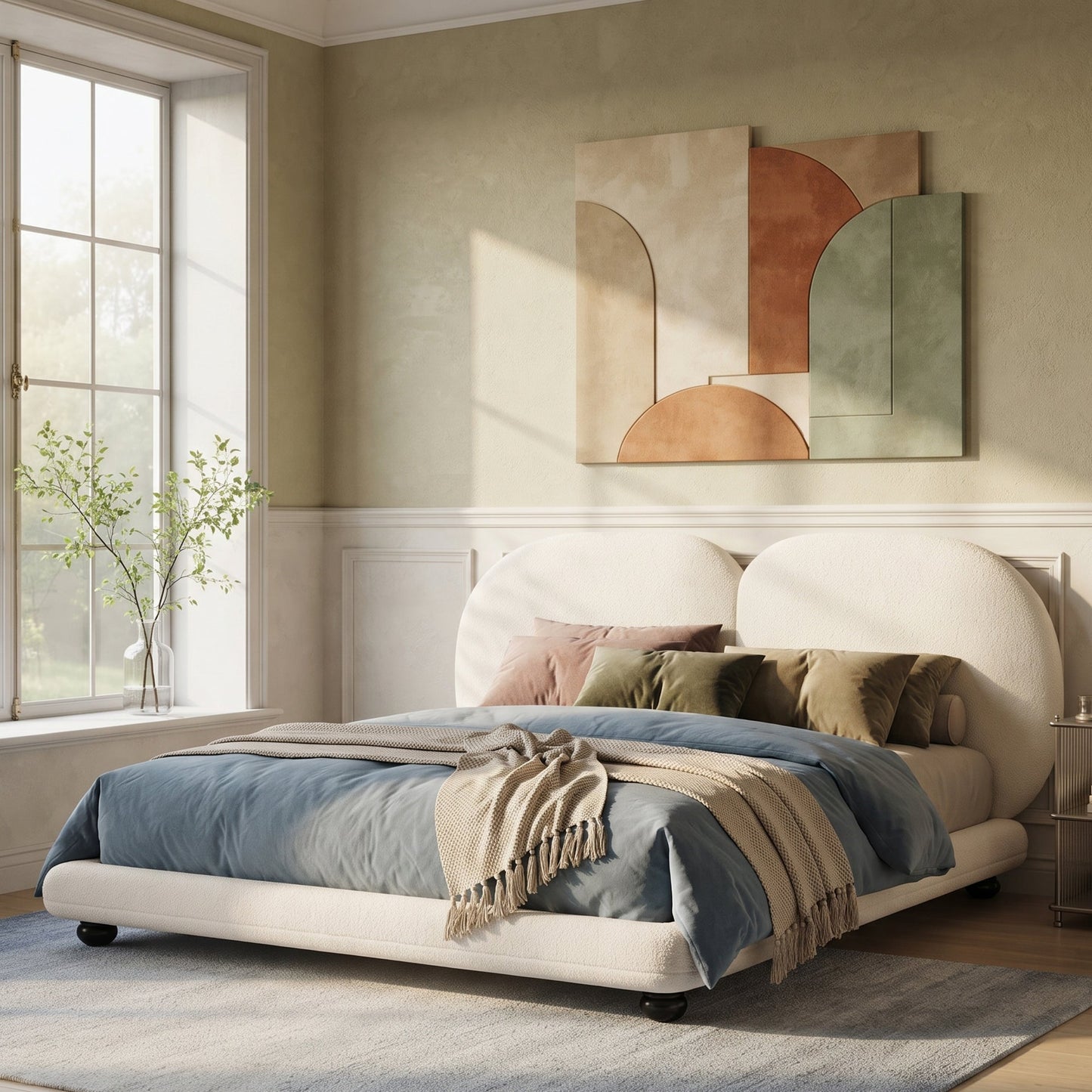 Upholstered Bed Frame With Split Luxury Headboard
