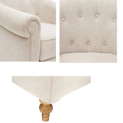 Fayette Tufted Accent Arm Chair in Cream
