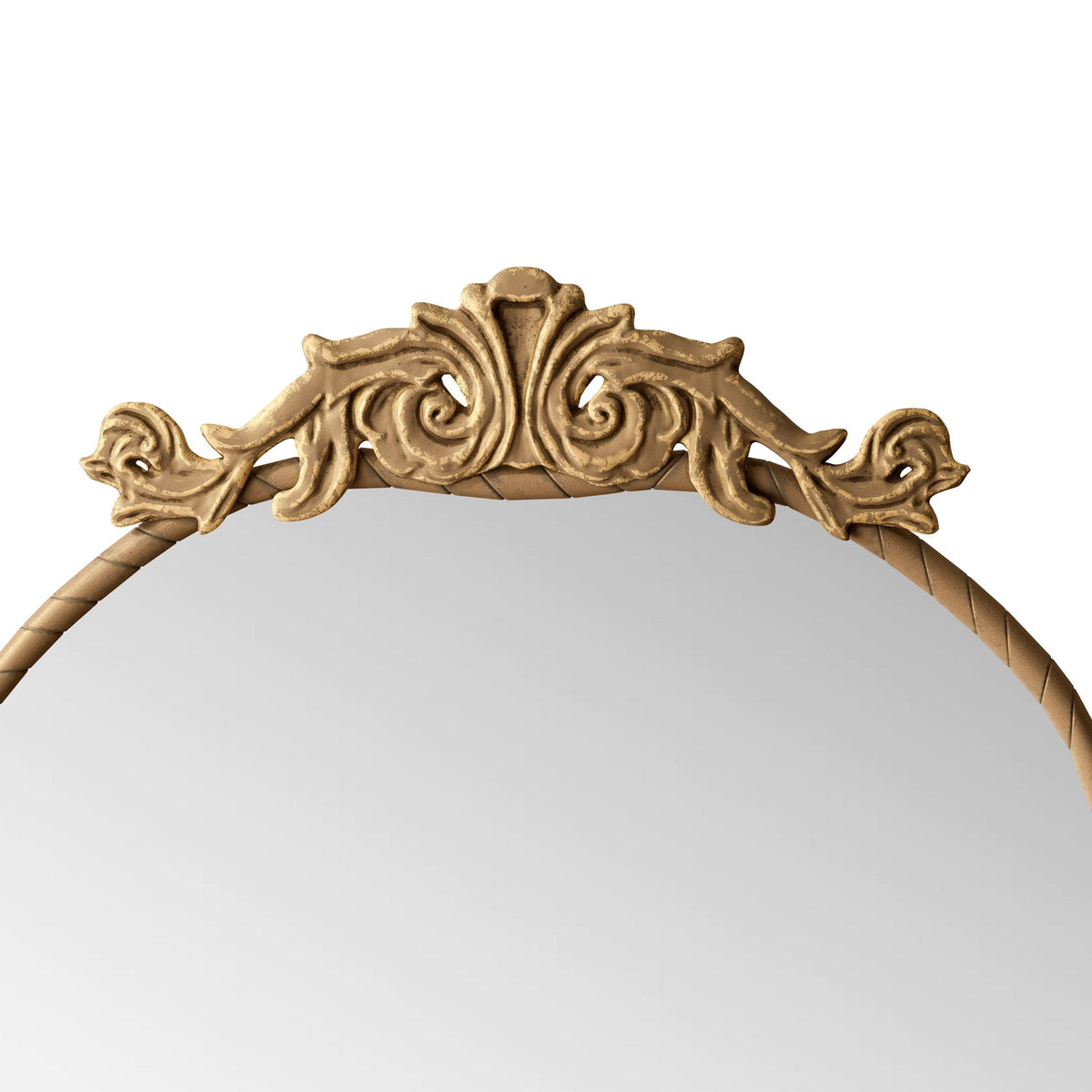 Full body arched mirror with vintage carved applique in bronze finish on Tampa Home & Garden Store