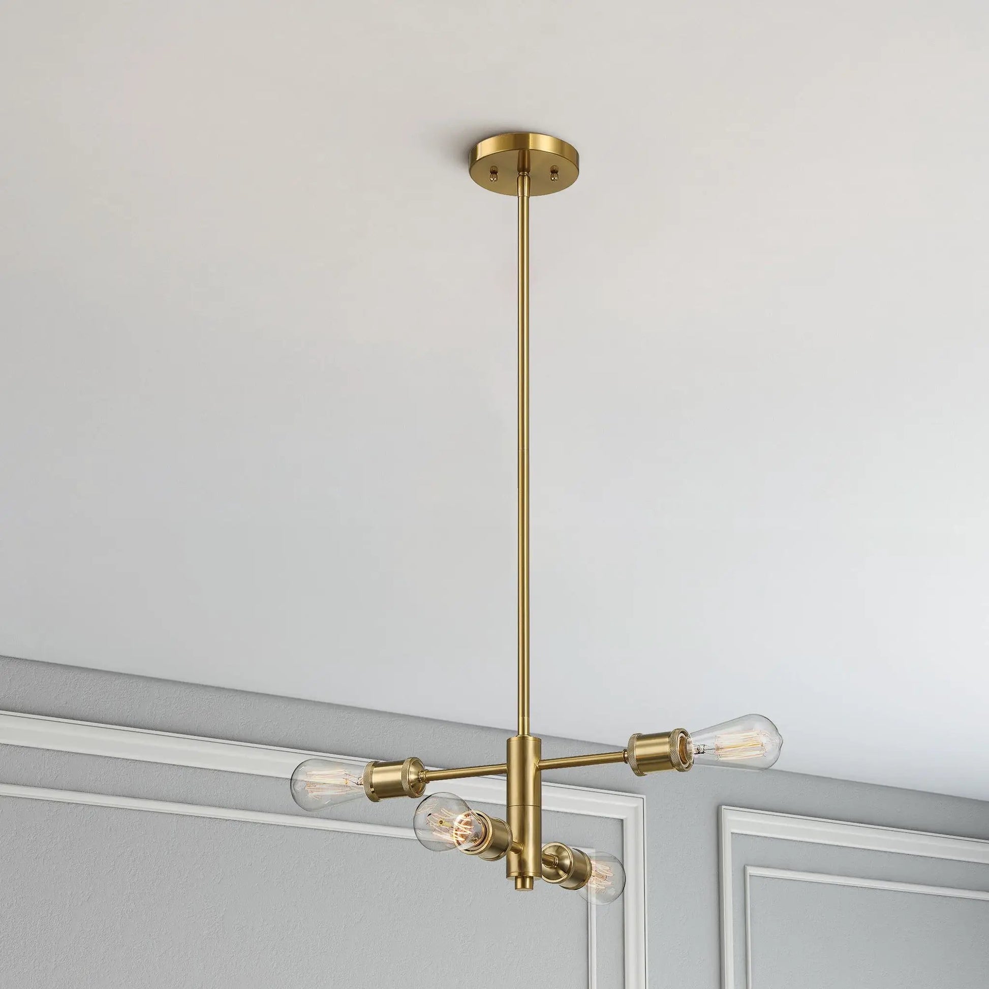 Trellis 4-Light Modern Gold Chandelier with clear glass bulbs Unique Piece Furniture on Tampa Home & Garden Store