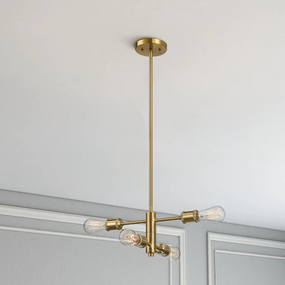 Trellis 4-Light Modern Gold Chandelier with clear glass bulbs Unique Piece Furniture on Tampa Home & Garden Store