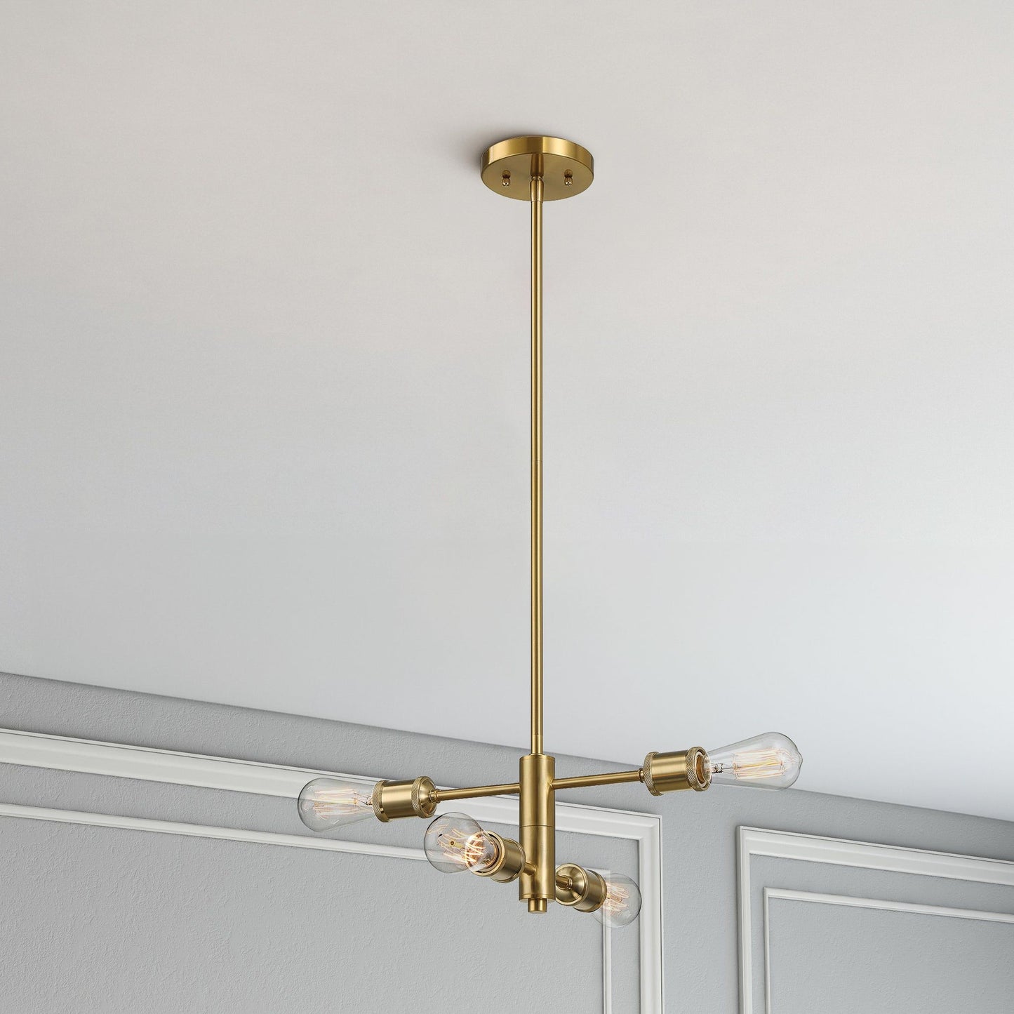Trellis 4-light modern gold chandelier with clear glass bulbs by HouseOfZazla on Tampa Home & Garden Store