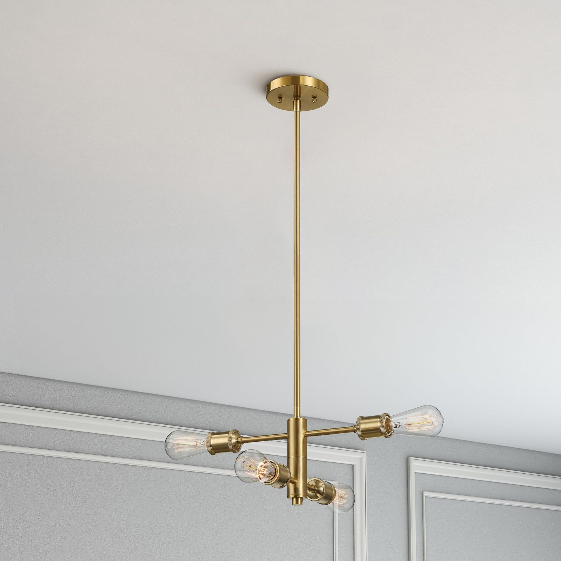 Trellis 4-light modern gold chandelier with clear glass bulbs by HouseOfZazla on Tampa Home & Garden Store