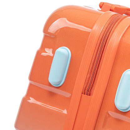 2 pc spinner luggage set gradient orange color with blue handles and lock HouseOfZazla on Tampa Home & Garden Store
