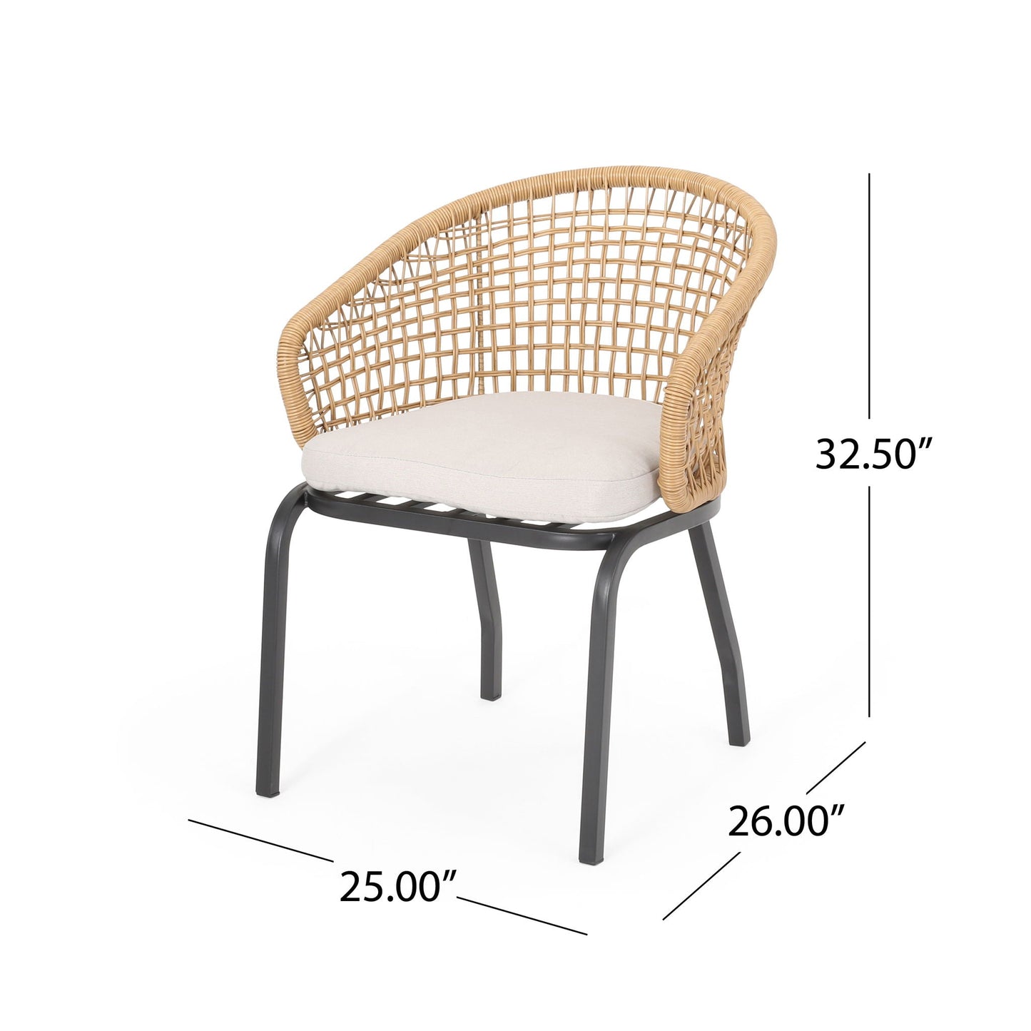 Outdoor and Indoor Wicker Chair with Iron Legs