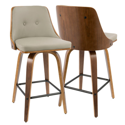 Mid-century swivel counter stool set by HouseOfZazla, cream seats with wood backs, 2 stools on Tampa Home & Garden Store