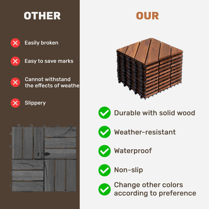Interlocking deck tiles in diagonal wood pattern with brown finish by HouseOfZazla on Tampa Home & Garden Store
