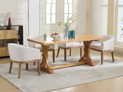 Mid Century Modern upholstered barrel dining chairs with arms, beige fabric, set of four on Tampa Home & Garden Store