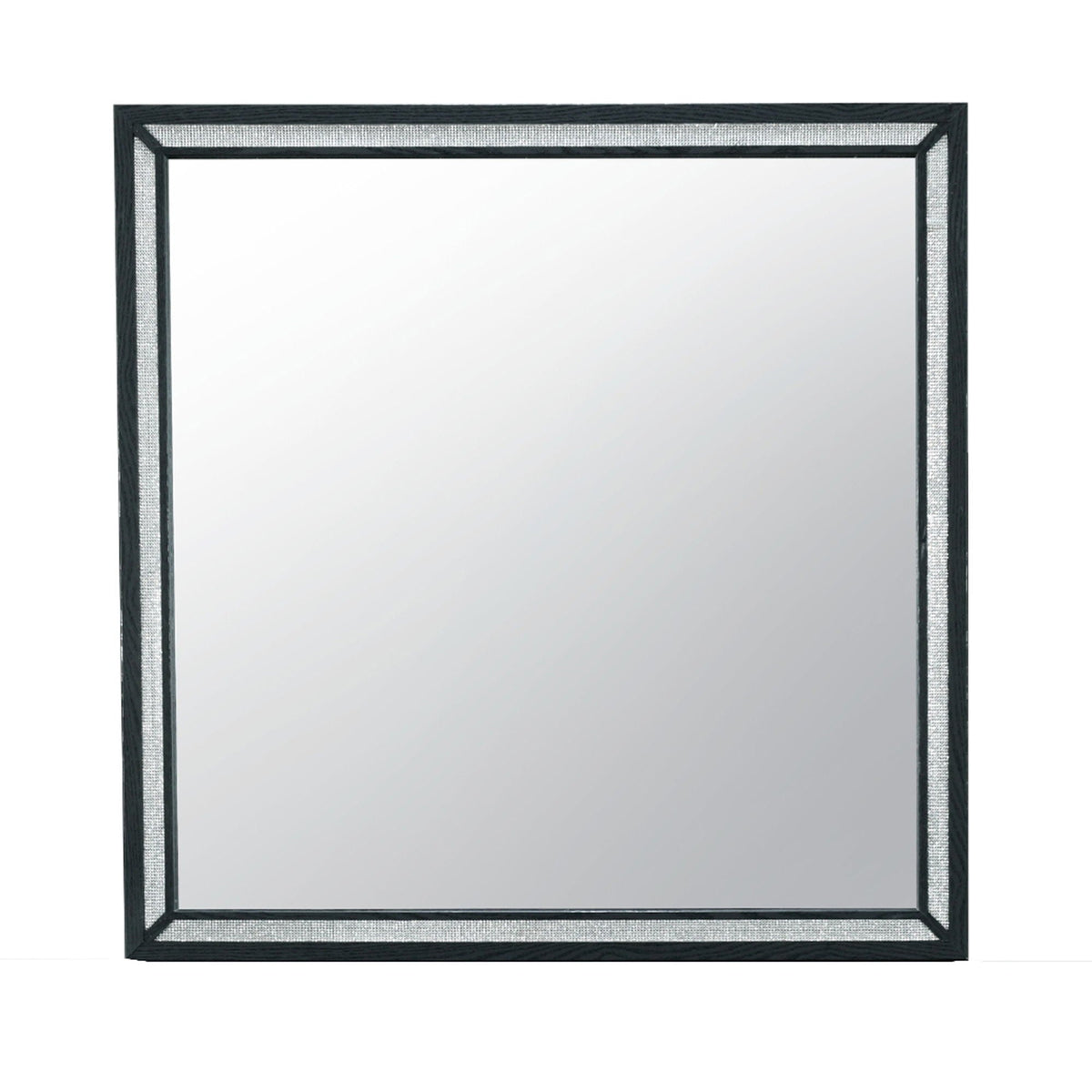 Black modern wall mirror Carlos with large scale frame and textured border by HouseOfZazla on Tampa Home & Garden Store