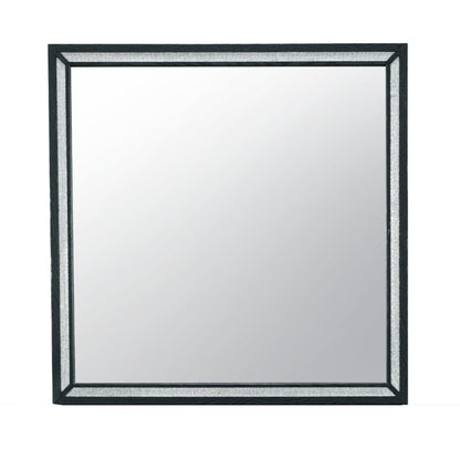 Black modern wall mirror Carlos with large scale frame and textured border by HouseOfZazla on Tampa Home & Garden Store