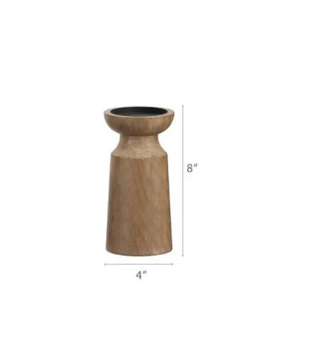 Solid wood retro candlestick candle holder in brown, 8in tall, 4in base by FLIPSTYLEZLLC on Tampa Home & Garden Store