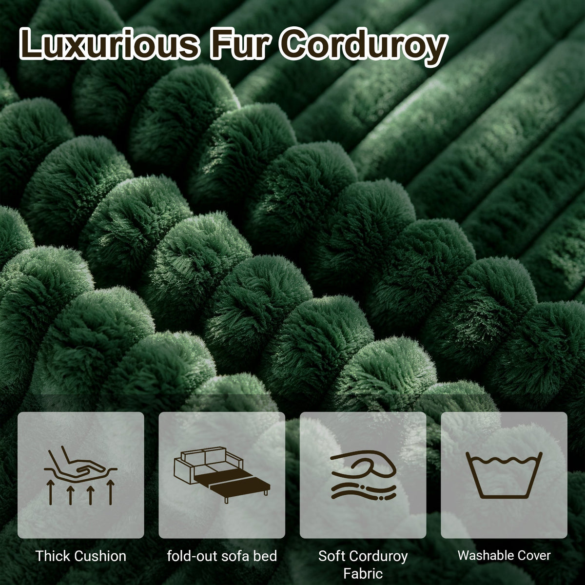 76 Inch Plush Convertible Futon and Sofa Bed