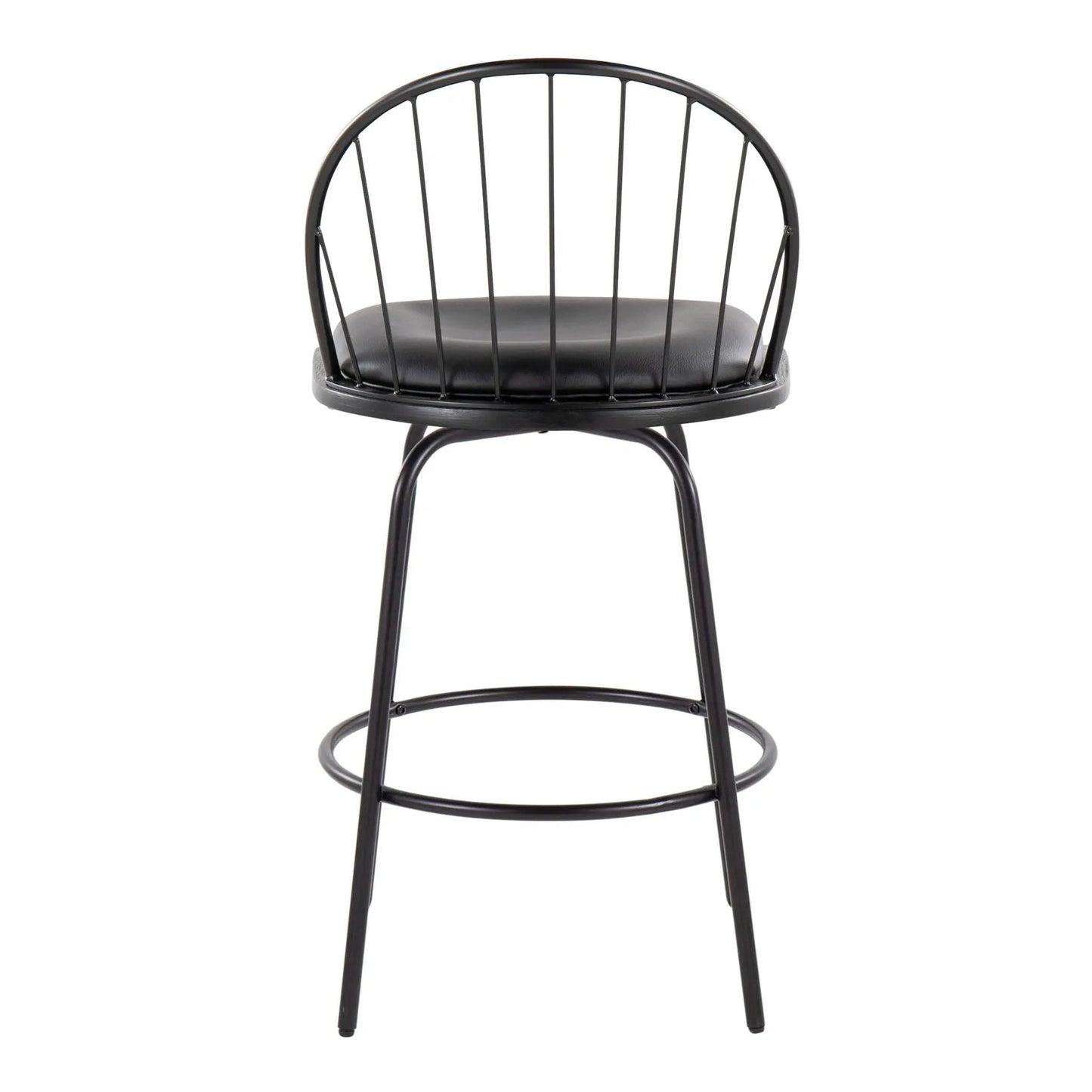 Riley Claire farmhouse counter stool set of 2, black metal with swivel and round footrest on Tampa Home & Garden Store