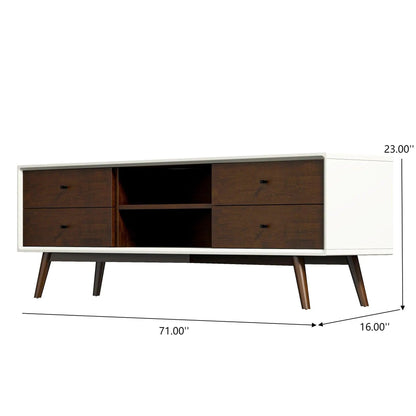 Caroline TV Stand 72in with dark wood drawers and white frame by Unique Piece Furniture on Tampa Home & Garden Store