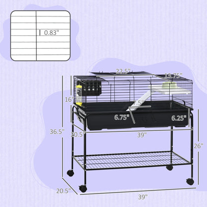 Pawhut two-story small animal cage on stand with shelf and wheels, black for small pets on Tampa Home & Garden Store