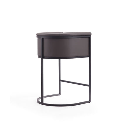Cosmopolitan Stool with upholstered charcoal gray seat and black metal by HouseOfZazla on Tampa Home & Garden Store