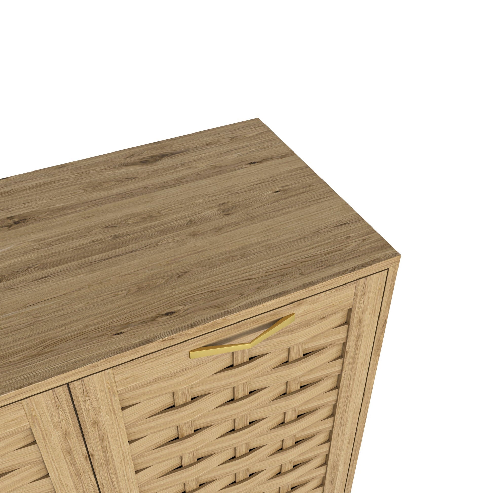 Storage Cabinet with 3 Doors in oak finish with gold handles HouseOfZazla Furniture on Tampa Home & Garden Store
