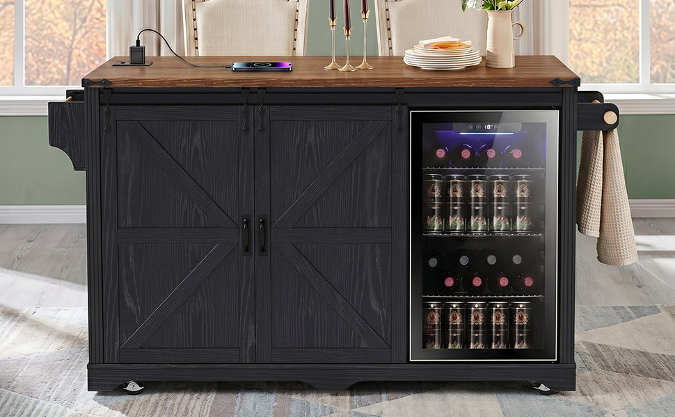 Kk 72 Inch Farmhouse Kitchen Island and a Storage