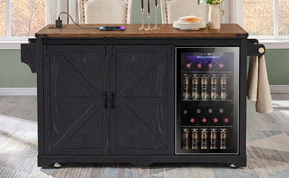 Kk 72 Inch Farmhouse Kitchen Island and a Storage