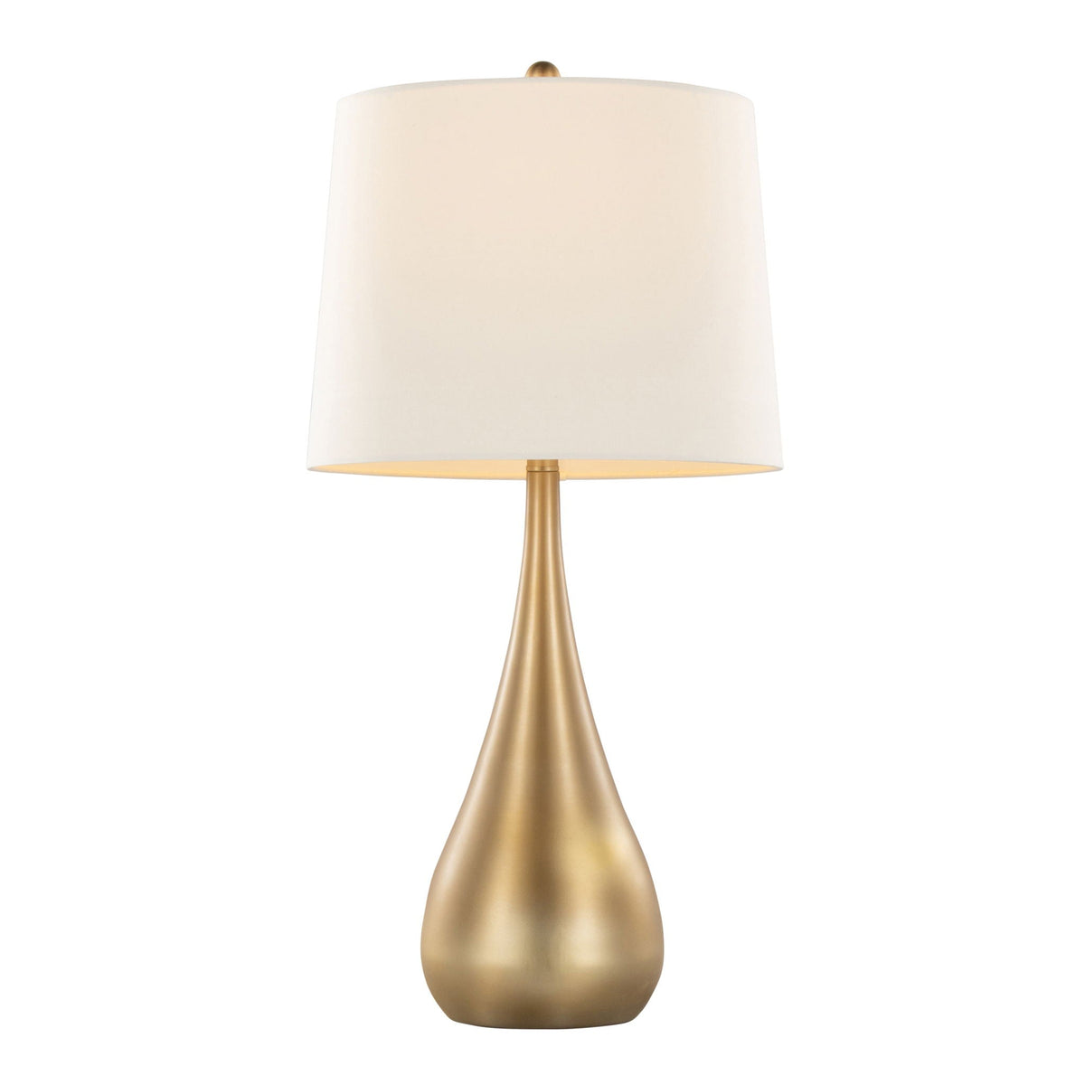 Pebble contemporary table lamp set of 2 with brass-gold base and white drum shade on Tampa Home & Garden Store