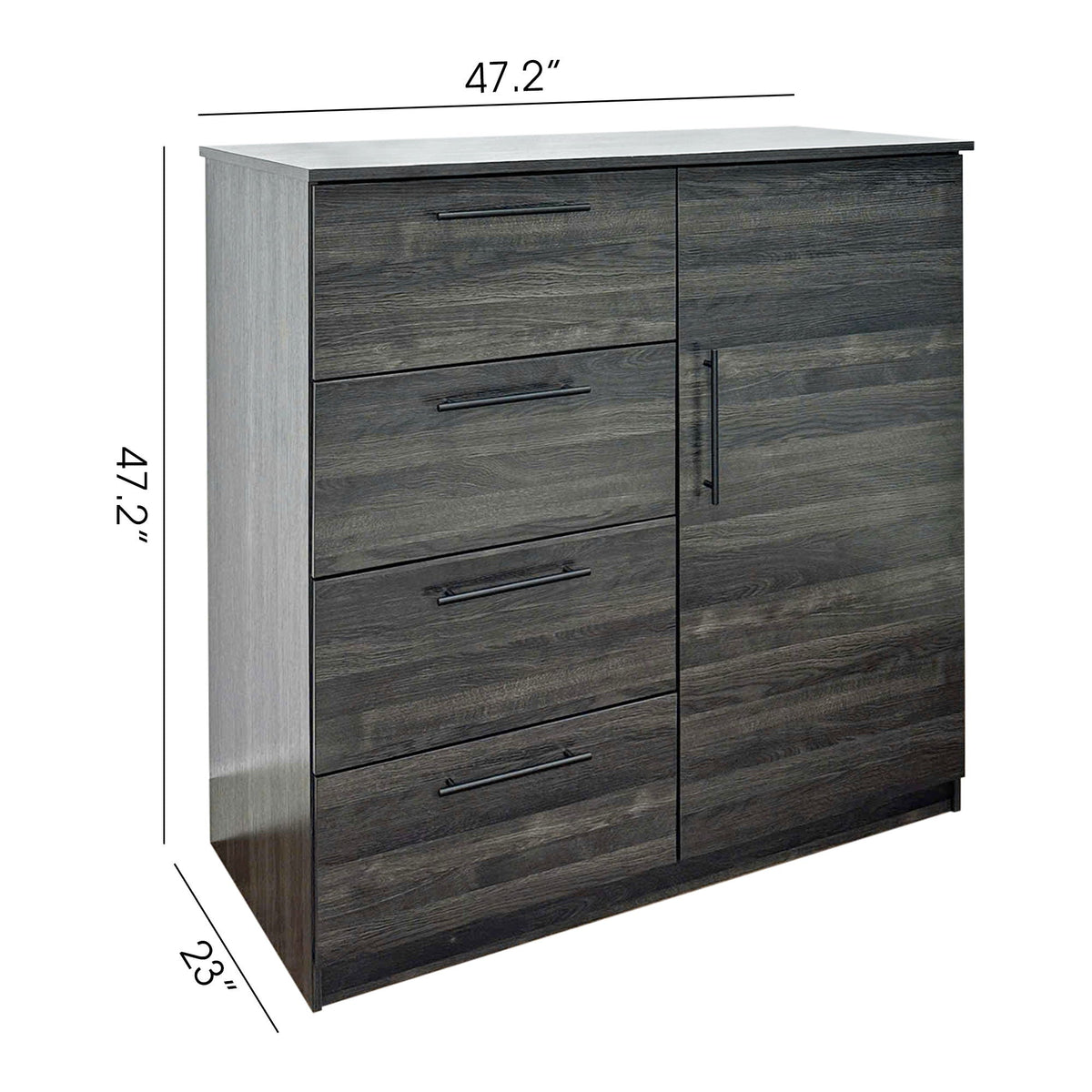 Robin Gentleman’s Chest dark gray wood with left drawers and right door by HouseOfZazla on Tampa Home & Garden Store