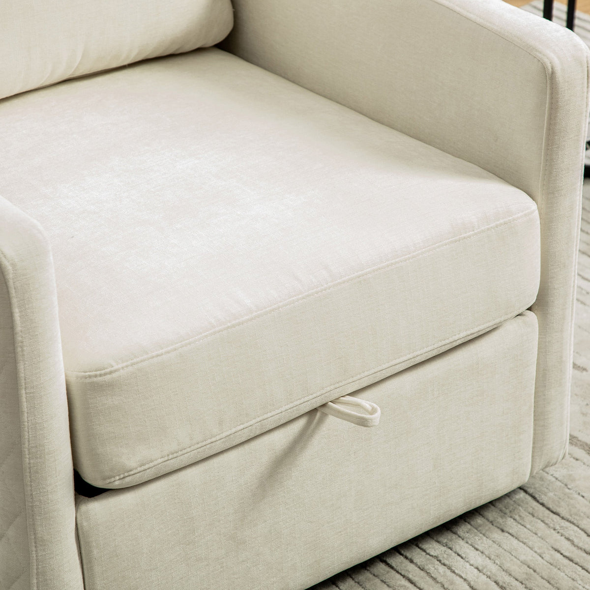 29.5in upholstered 360° swivel armchair in beige fabric with hidden storage HouseOfZazla on Tampa Home & Garden Store