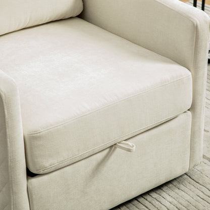 29.5in upholstered 360° swivel armchair in beige fabric with hidden storage HouseOfZazla on Tampa Home & Garden Store