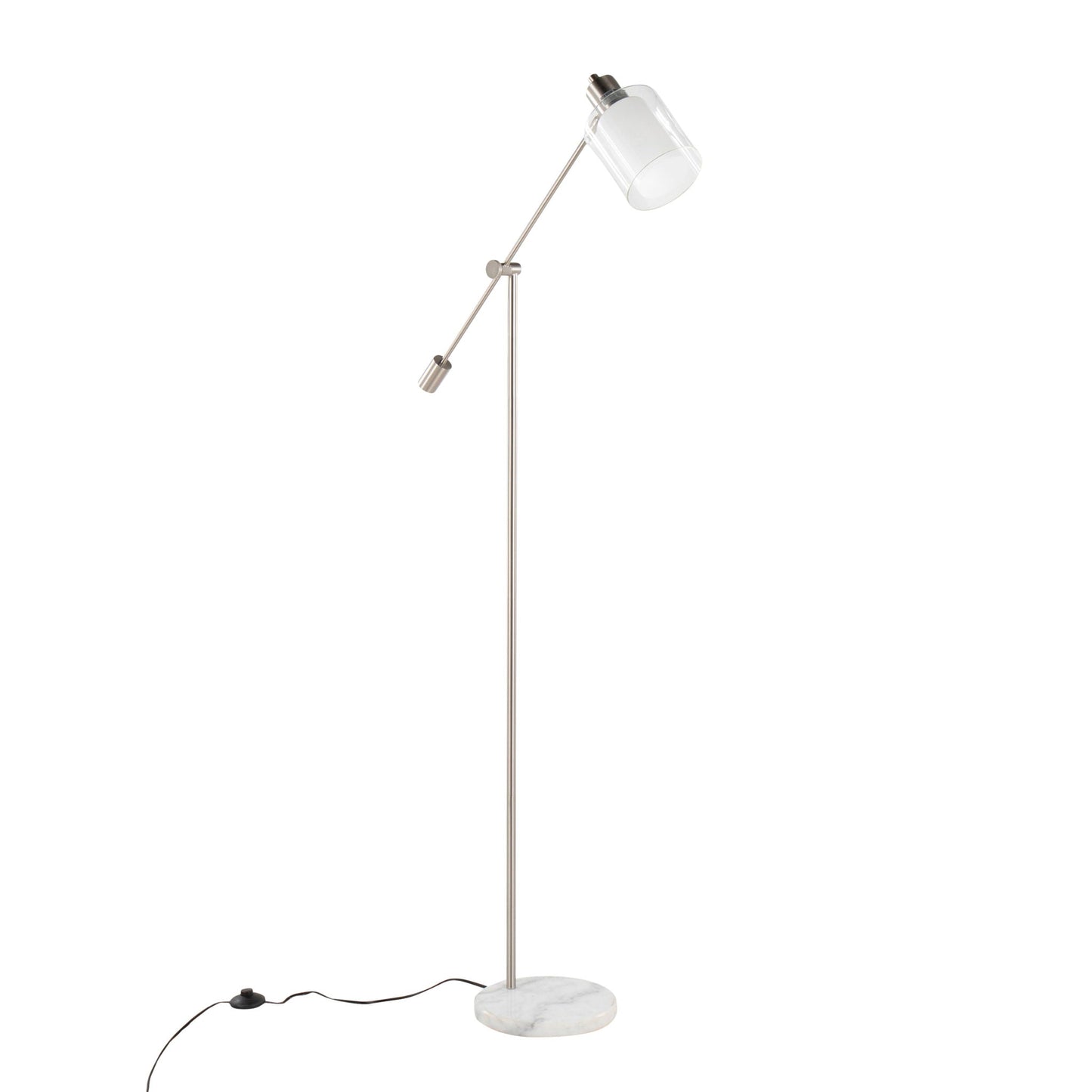 Marcel Contemporary Glam Floor Lamp by HouseOfZazla with clear glass shade, marble base on Tampa Home & Garden Store