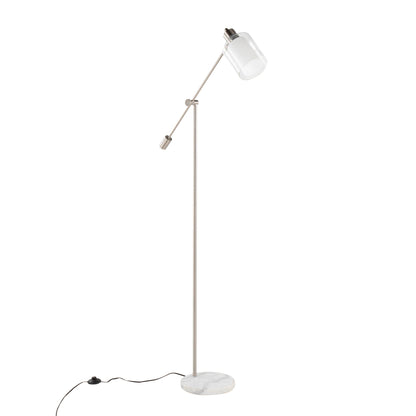 Marcel Contemporary Glam Floor Lamp by HouseOfZazla with clear glass shade, marble base on Tampa Home & Garden Store
