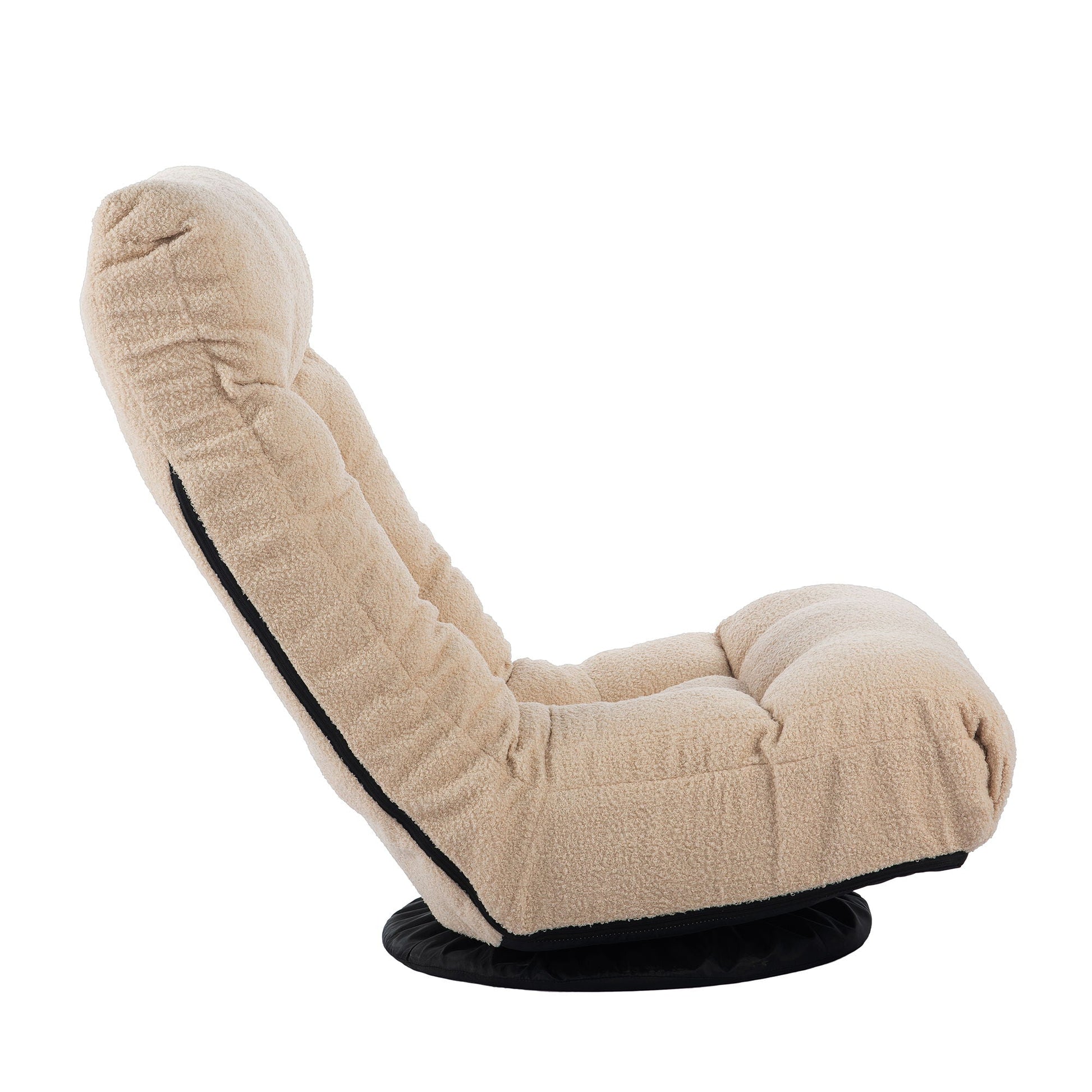 Adjustable reclining floor chair & ottoman in beige plush fabric with metal frame HouseOfZazla on Tampa Home & Garden Store