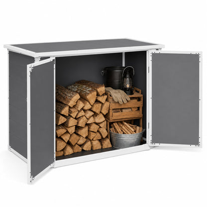 HouseOfZazla horizontal outdoor storage shed with ramp lid, gray panels on Tampa Home & Garden Store