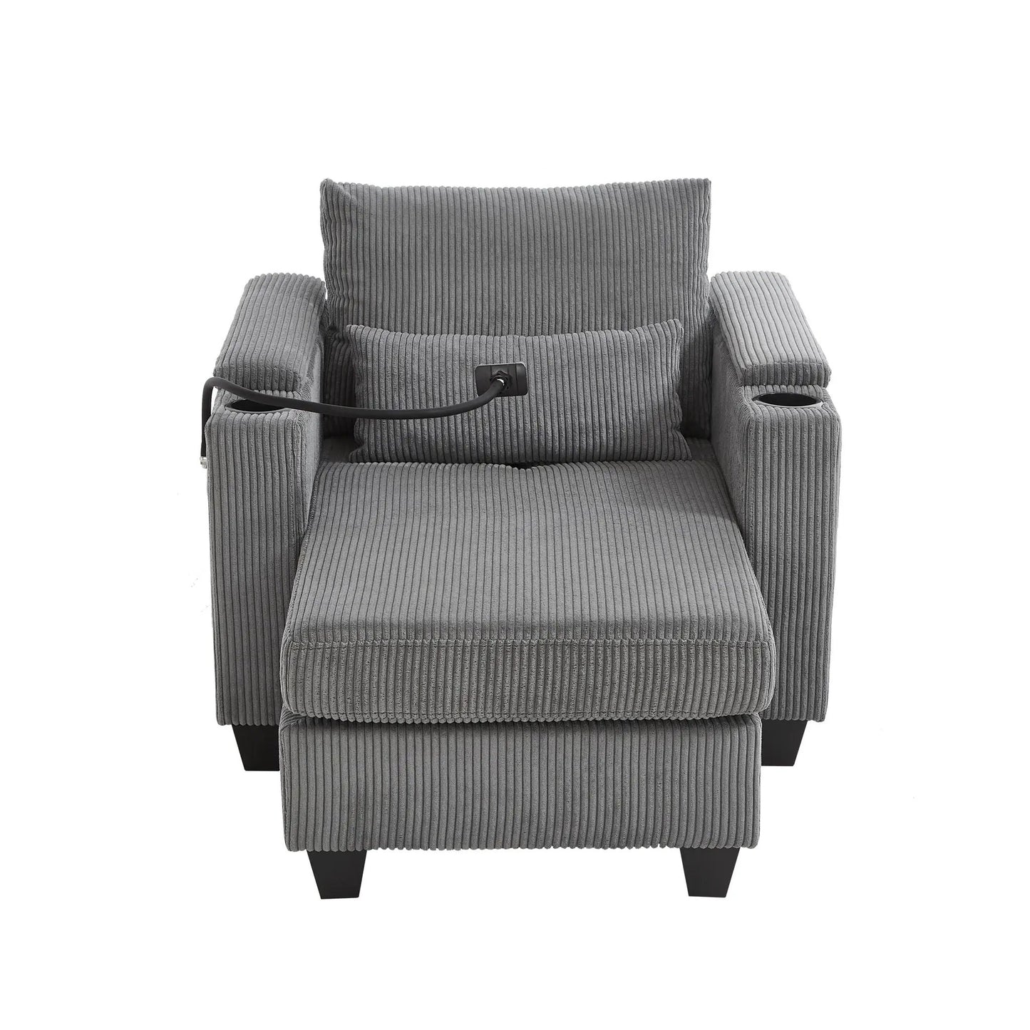 Convertible Chaise Lounge Chair With USB Ports