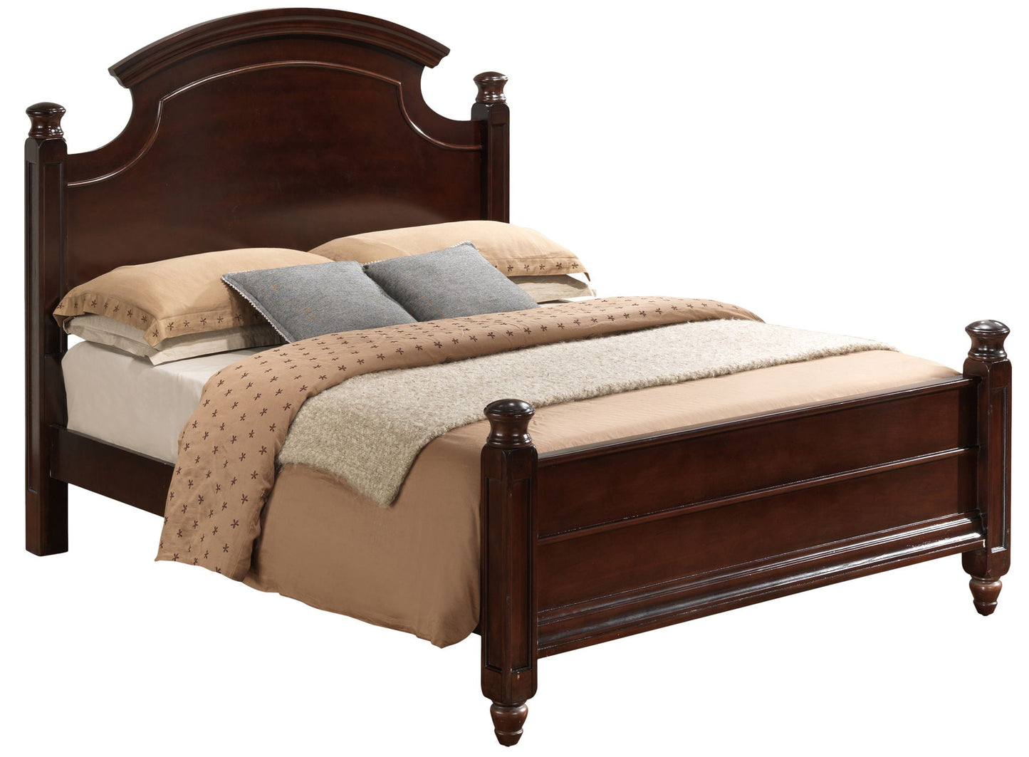 Bed Hand Carved Traditional panel bed frame in dark wood by HouseOfZazla on Tampa Home & Garden Store