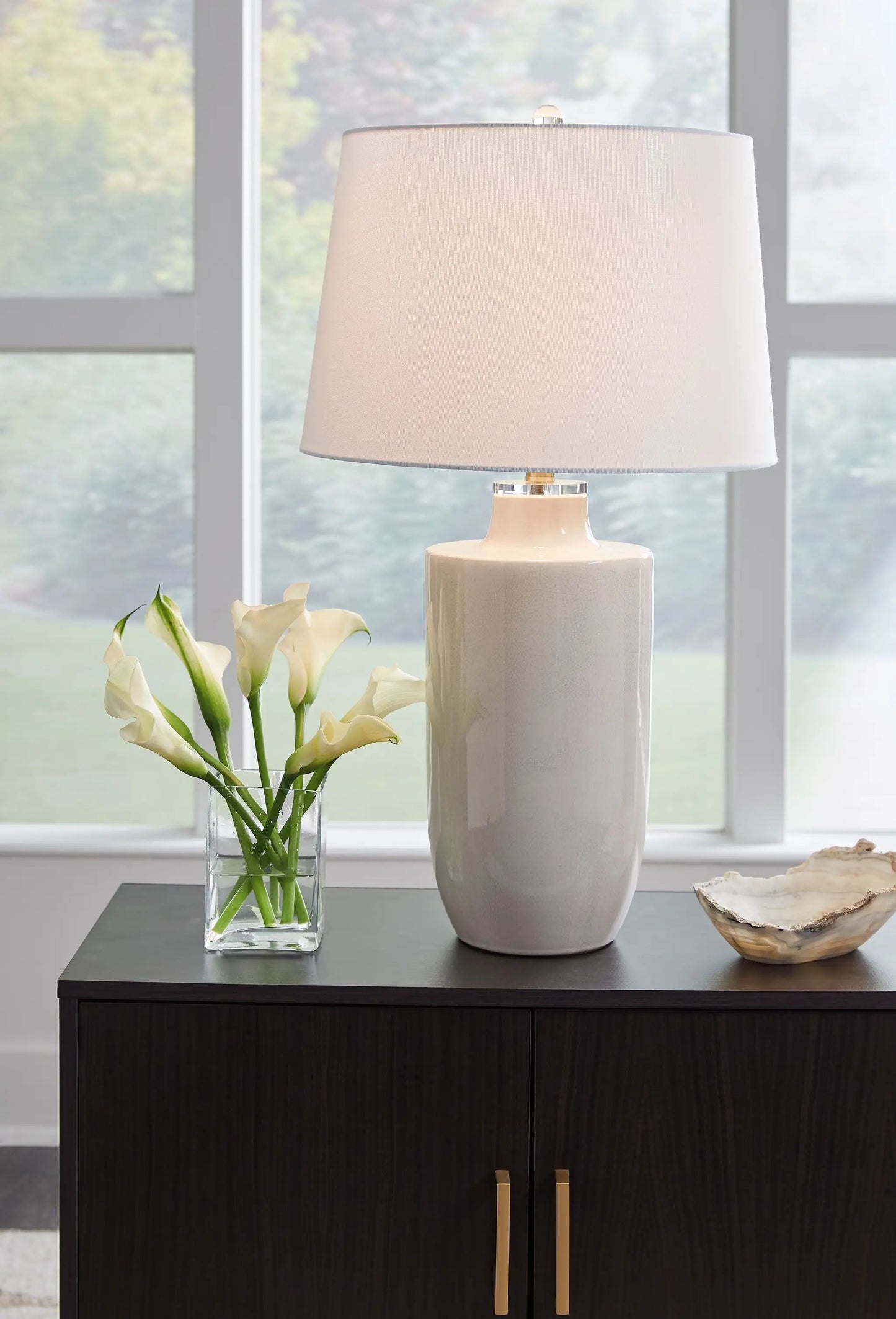 Cylener Ceramic Table Lamp Off White Finish