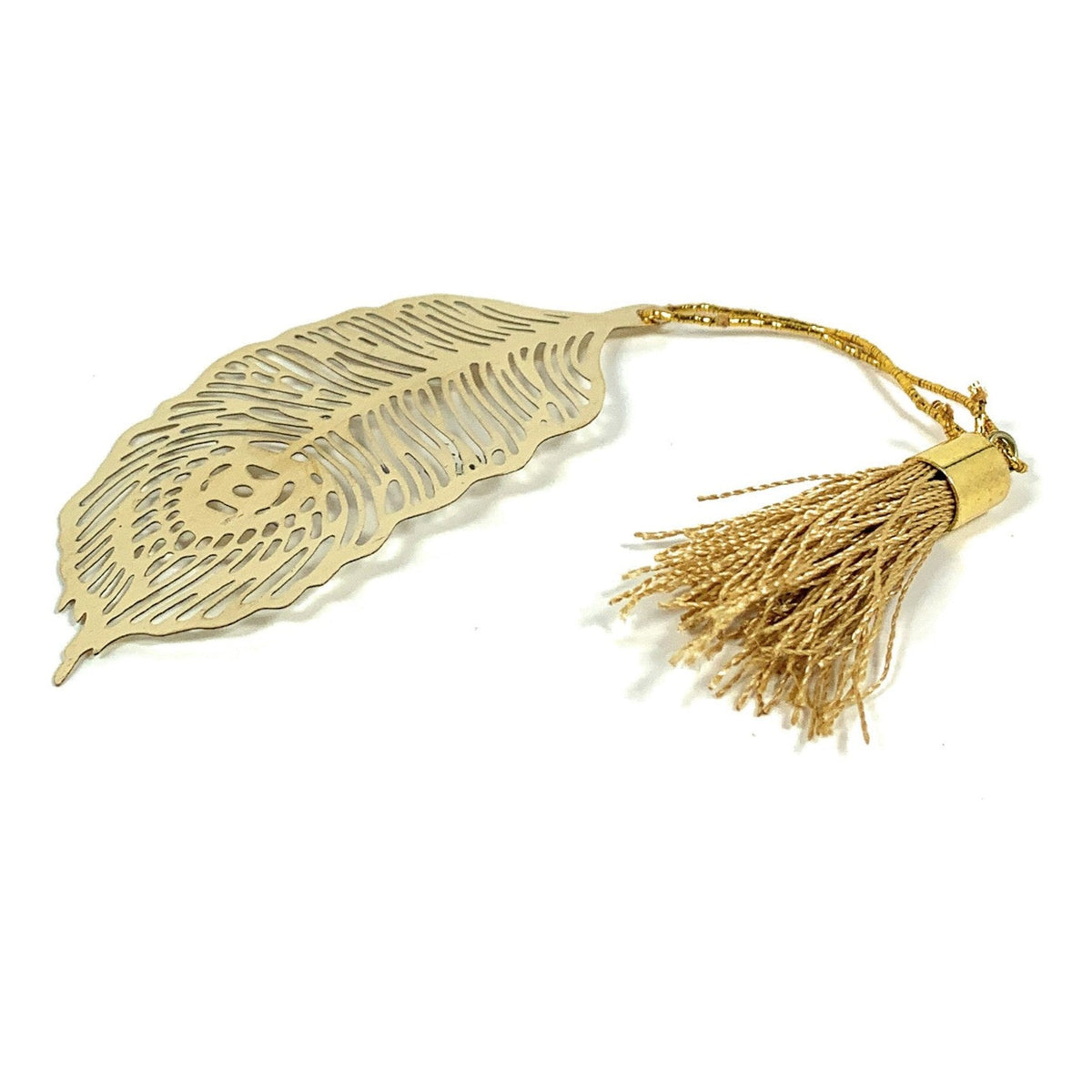 Gold finish feather bookmark with tassel by Vibhsa, set of 6 on Tampa Home & Garden Store