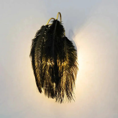 Feather Gold Wall Light Sconce for Bedroom