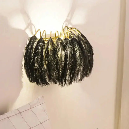 Feather Gold Wall Light Sconce for Bedroom
