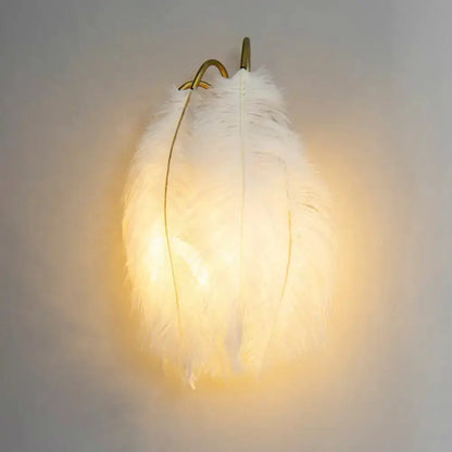 Feather Gold Wall Light Sconce for Bedroom