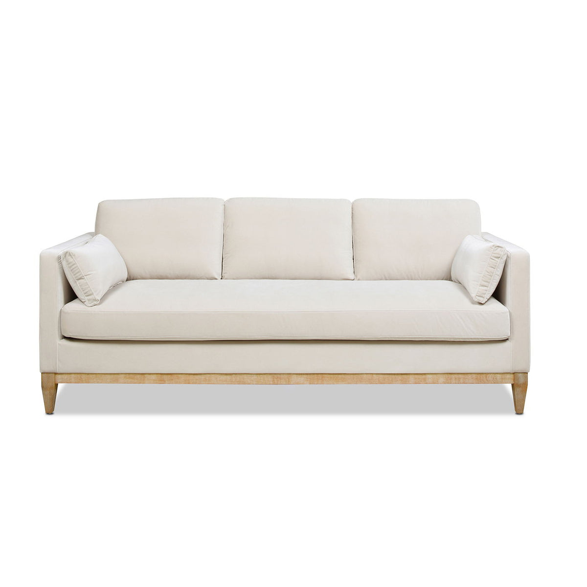 Knox Modern Farmhouse Sofa cream-beige fabric with wood legs, HouseOfZazla Stationary sofa on Tampa Home & Garden Store