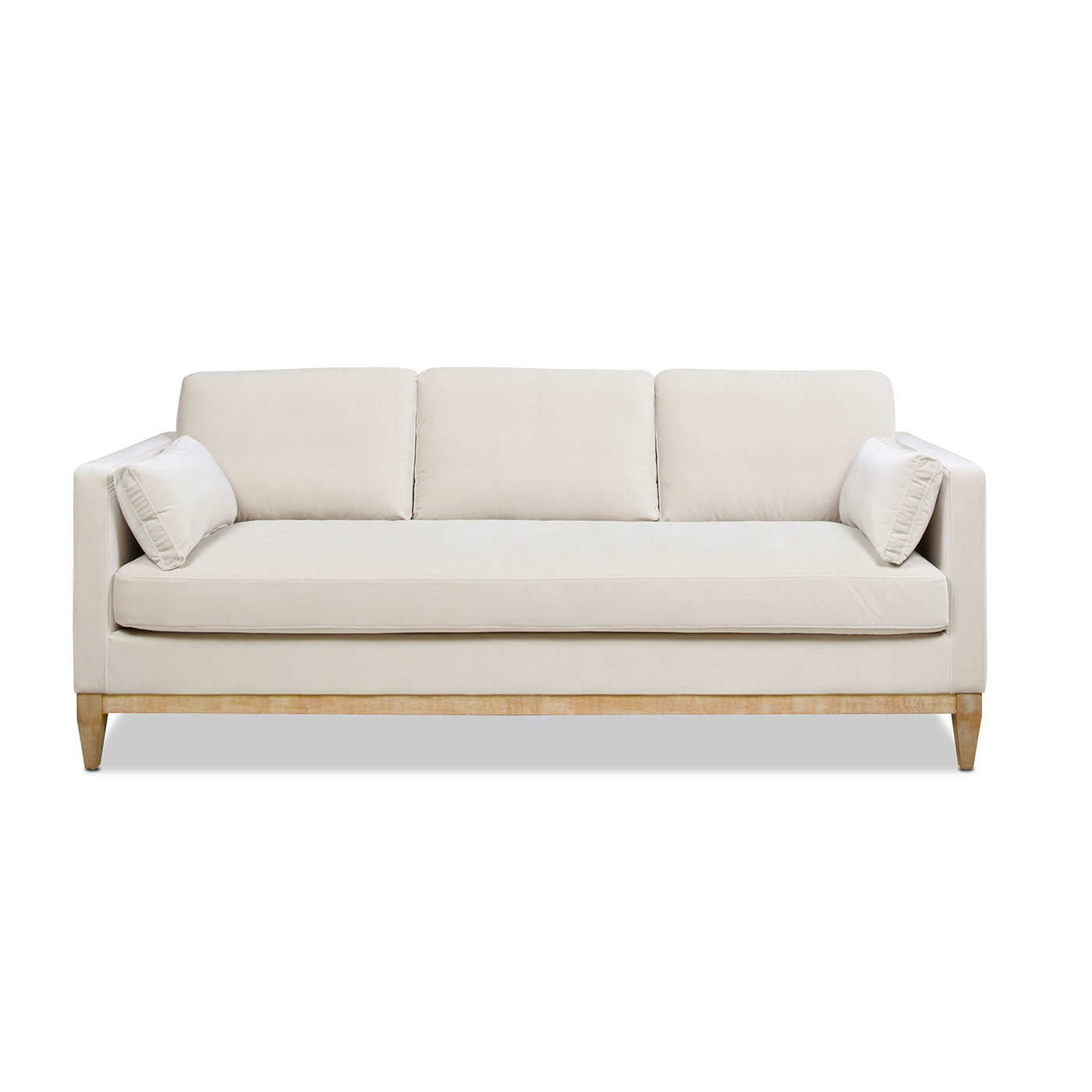 Knox Modern Farmhouse Sofa cream-beige fabric with wood legs, HouseOfZazla Stationary sofa on Tampa Home & Garden Store