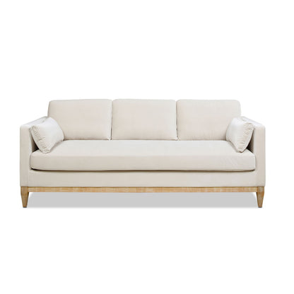 Knox Modern Farmhouse Sofa cream-beige fabric with wood legs, HouseOfZazla Stationary sofa on Tampa Home & Garden Store