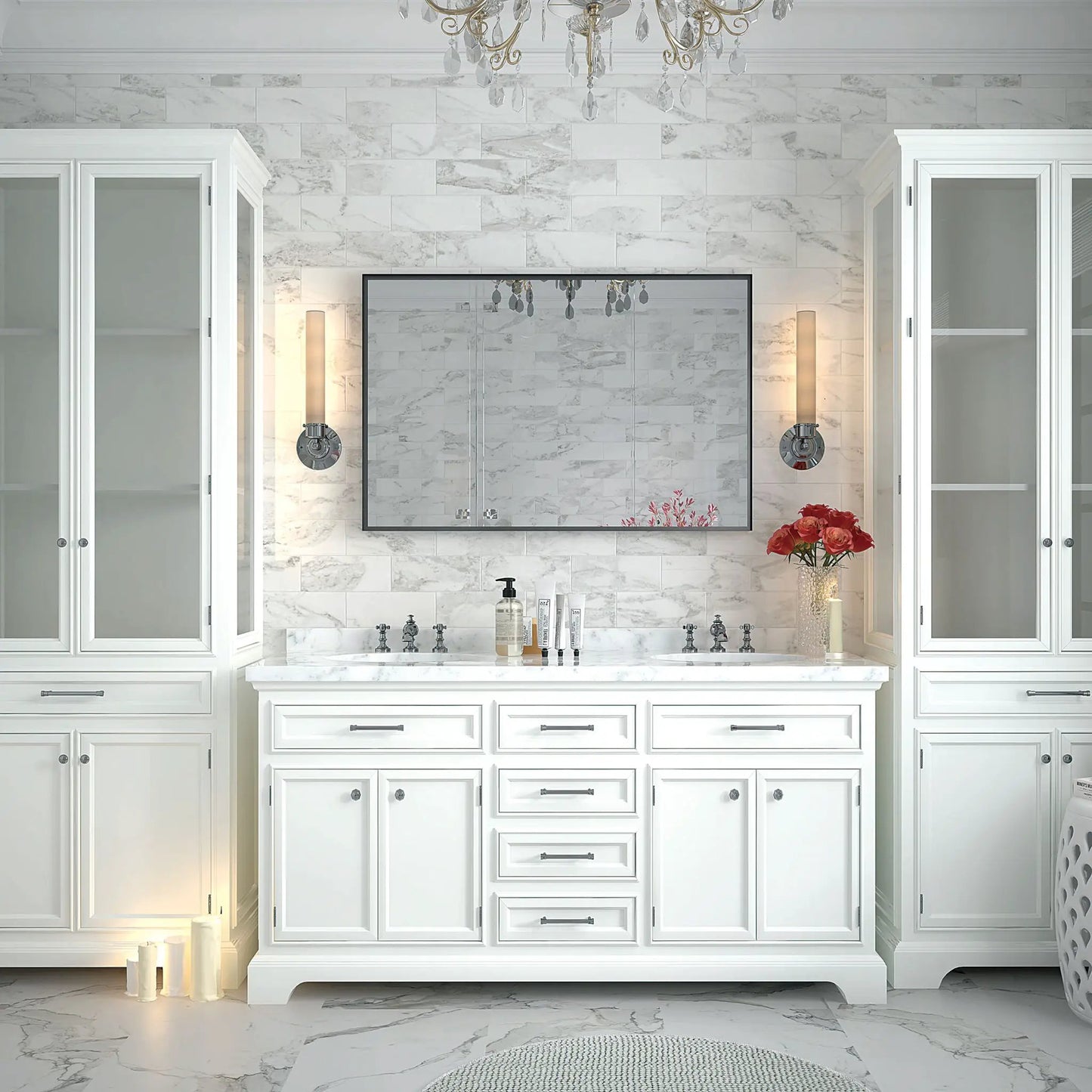 Rectangular Bathroom Mirror with Metal Frame