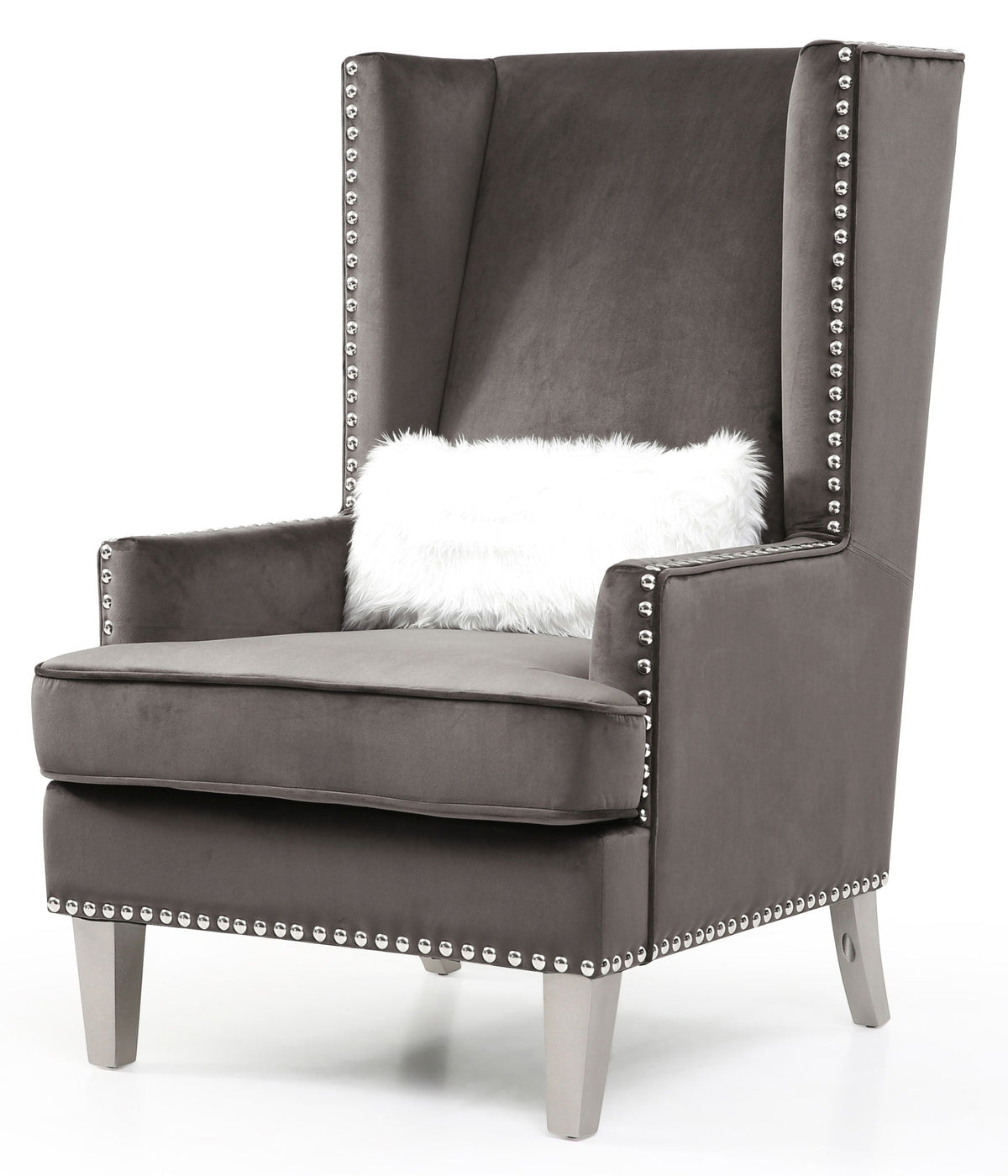 Traditional Accent Arm Chair with Deep Tufting in gray velvet with nailhead trim HouseOfZazla on Tampa Home & Garden Store