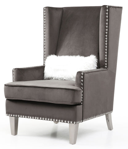 Traditional Accent Arm Chair with Deep Tufting in gray velvet with nailhead trim HouseOfZazla on Tampa Home & Garden Store