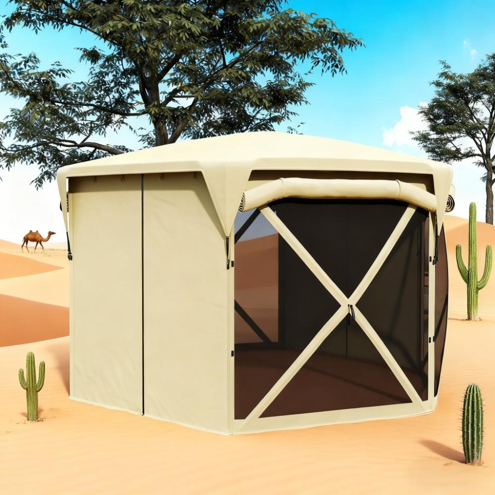 11 x 11ft beige pop up canopy with removable roof cover and mesh sides by HouseOfZazla on Tampa Home & Garden Store