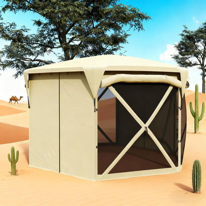 11 x 11ft beige pop up canopy with removable roof cover and mesh sides by HouseOfZazla on Tampa Home & Garden Store