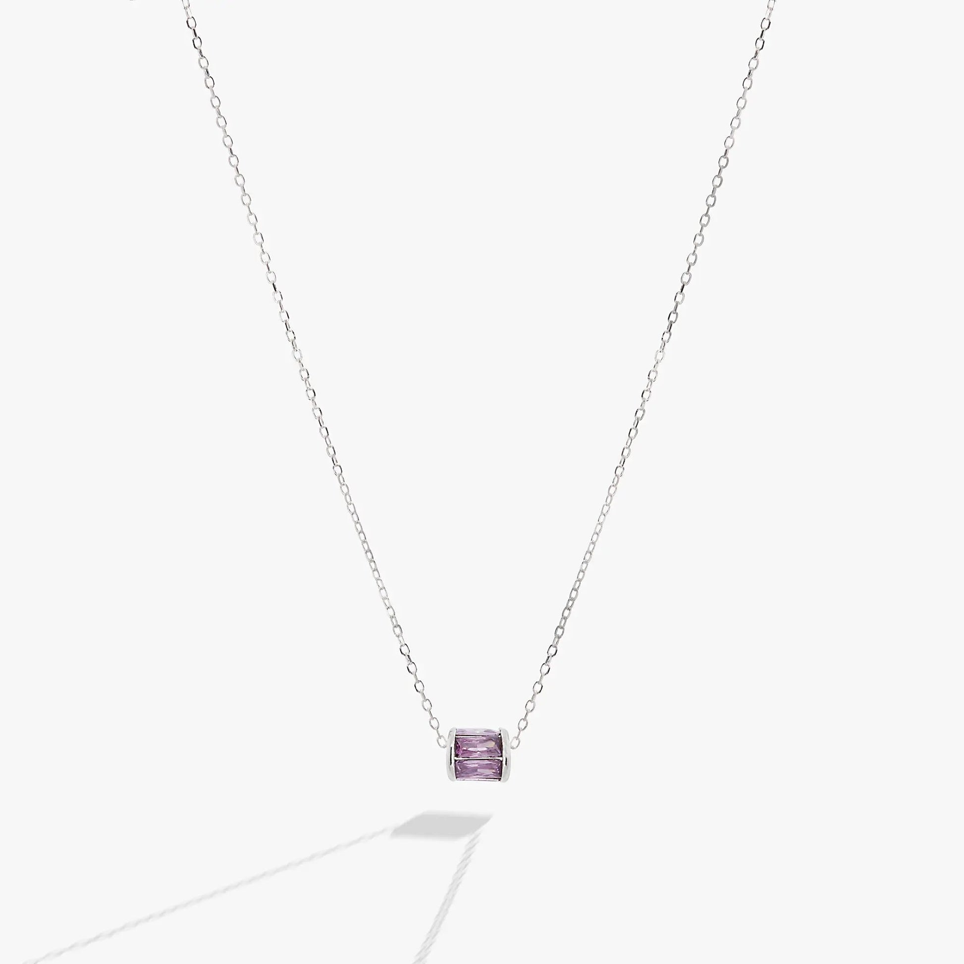February Birthstone Pendant Necklace with purple amethyst centerpiece on silver chain on Tampa Home & Garden Store