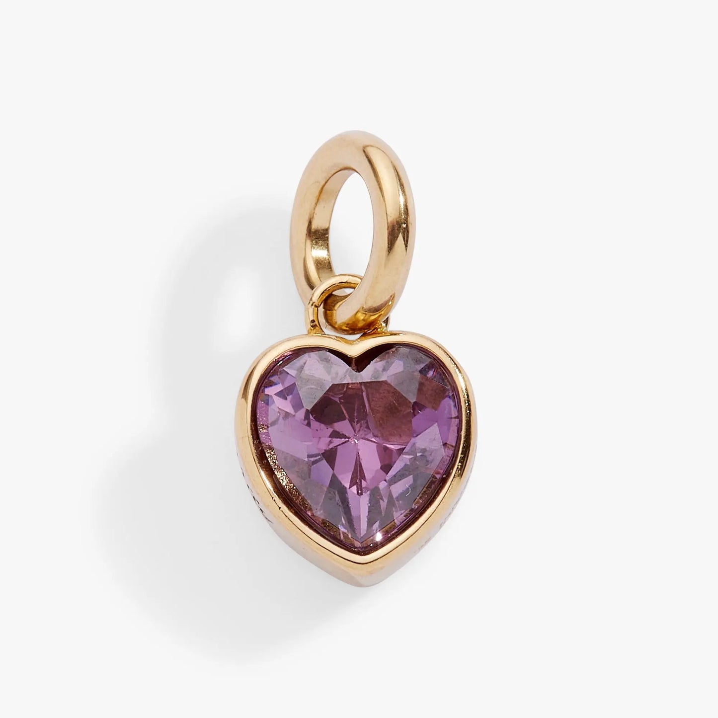 February Clarity Heart Birthstone Charm by Alex and Ani in gold-tone with purple gemstone on Tampa Home & Garden Store.